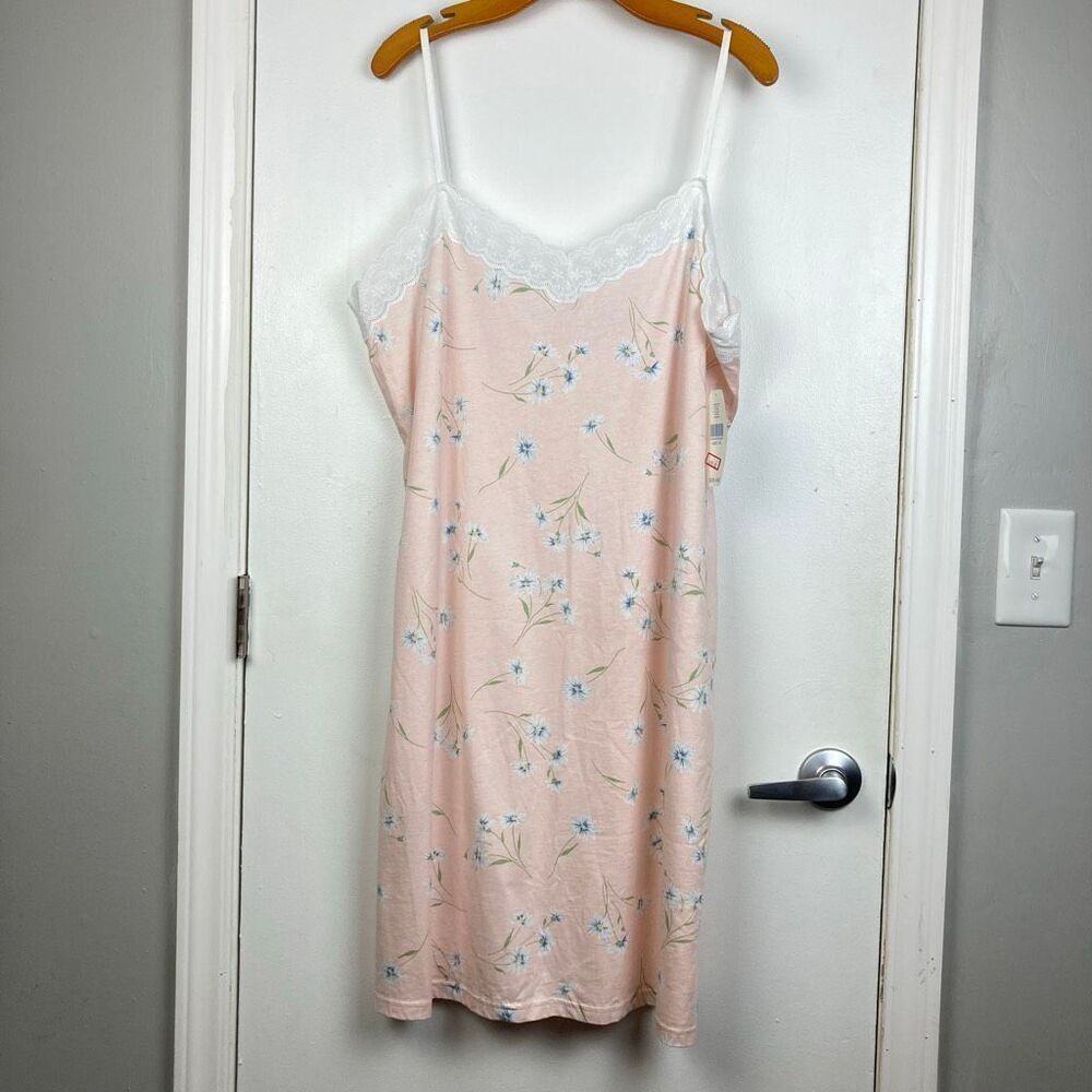 Vintage NWT Erika Taylor Intimates 100% Cotton Floral Chemise Gown Cottage sz XL